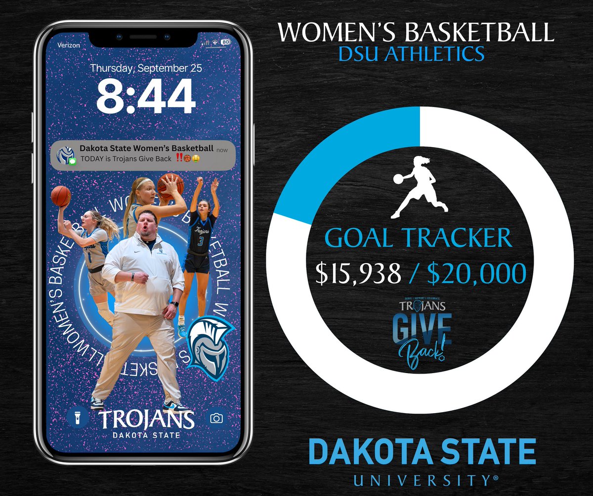 dakotastate_wbb's tweet image. 🚨 IT’S TIME, TROJANS! 🚨
Today is #TrojansGiveBack and DSU Women’s Basketball is closing in on our goal 💪

We’ve already raised $15,938 of $20,000 — let’s finish strong and show the power of Trojan Pride! 🏀💙

👉 Give now &amp;amp; be part of the team: org.eteamsponsor.com/ETS/supportUs/…