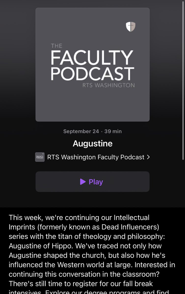 GraySutanto's tweet image. This season on the @RTSWashington @ReformTheoSem faculty podcast, we are going through the great thinkers of the past and discussing their on-going influence in a series on ‘Intellectual Imprints’ - listen to our latest on Augustine (previous episodes include Hegel and Welhausen)