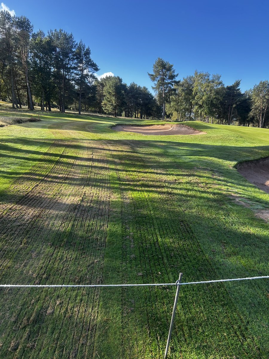 BTBradley's tweet image. Big thanks to @JacobShellis @FarolTurf for allowing us to trial the @TurfcoGolf Triwave 45 over seeder. 
Cracking piece of kit dealing with stubborn drought affected areas &amp;amp; high traffic routes with ease. Looking forward to seeing what strike we achieve 🌱⛳️
#GreenkeeperLife