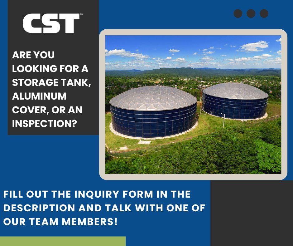 Are you in need of a Storage tank, aluminum cover, or an inspection or a repair? Fill out this inquiry form and one of our incredible sales team members will help you find a solution to cover your needs!

👉hubs.la/Q03KN0J10👈