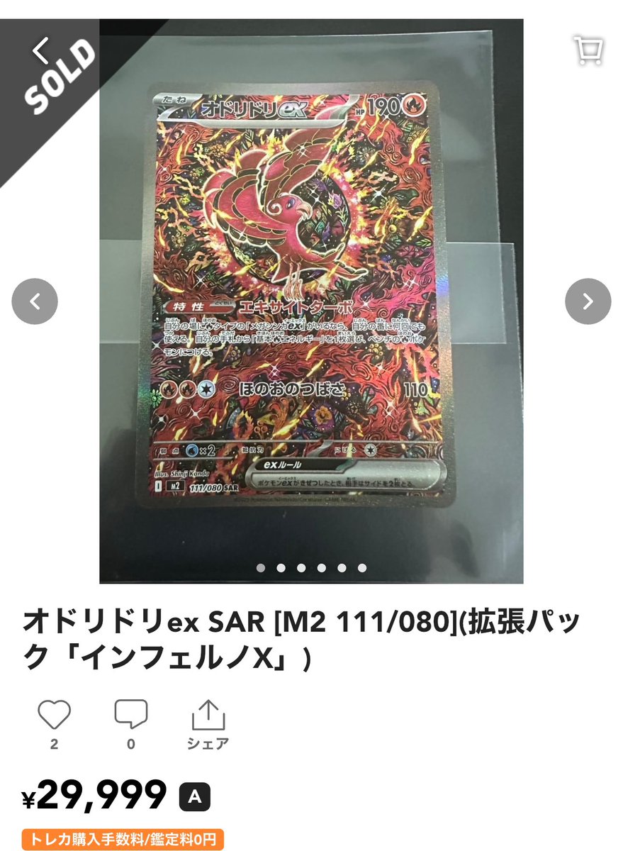 オドリドリex SAR PSA10 インフェルノX 連番2枚】オドリドリex SAR