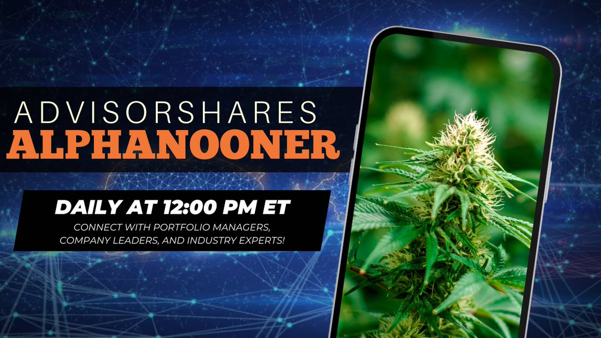 AdvisorShares's tweet photo. #AlphaNooner Live TODAY! at 12PM ET with Livi McKay @LiviMckay, Founder, Executive Chairwoman of MyTEPI @MyTEPI and host Mackenzie Peterson @mpadvisorshares #Cannabis #SaaSPlatform #Standardization #DYC #Categorize #Flower #MSOGang https://t.co/fQERogLVoN