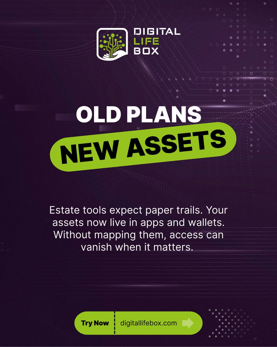 DigitalLIFEBox_'s tweet image. 1/2

Millennials built wealth online. Estate law written for filing cabinets.

Can&apos;t discuss NFTs when your lawyer prints emails to read them.

DigitalLIFEBox™ speaks both languages.

tinyurl.com/4z9zbwhh

#DigitalNatives #MyDigitalLIFEBox