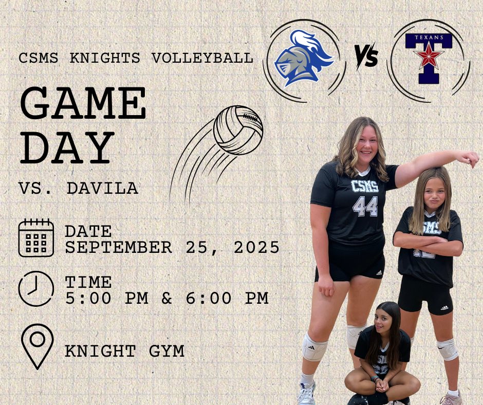 CSMSGA's tweet image. Game Day!! See you at Knight Gym this evening!