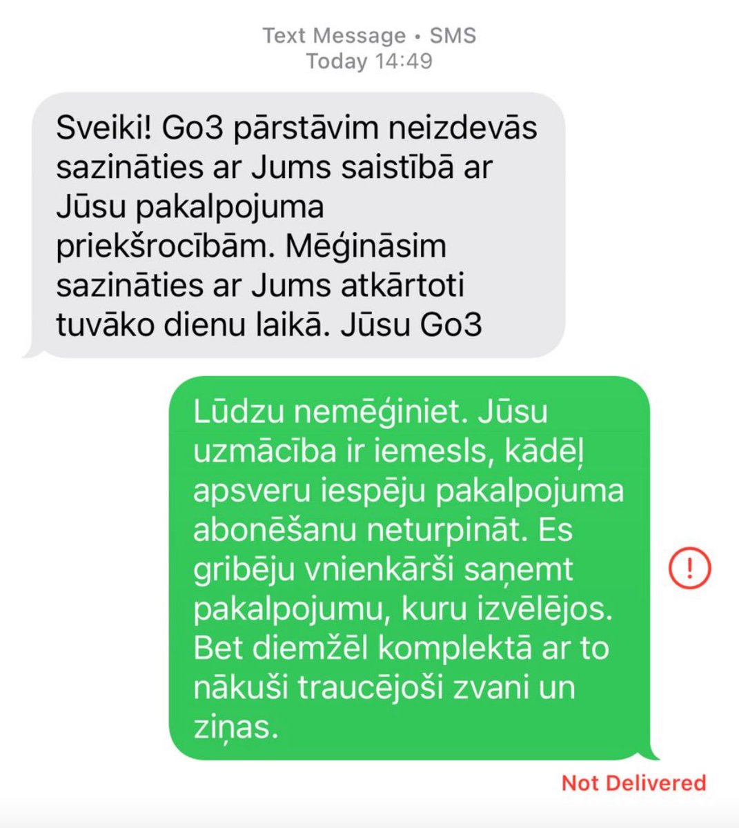 Interesanti, kāds ir uzmācīgāko pakalpojumu sniedzēju tops? Neapdomīgi abonēju straumēšanas vietni, lai gan mani brīdināja- 
nesāc, netiksi no viņiem vaļā 😁 nepagāja pāris nedēļas, sāka zvanīt. Necēlu. Tad pacēlu un atteicu sarunu. Tad atnāca sms. Bet atbildi uz to nepieņem 🙈