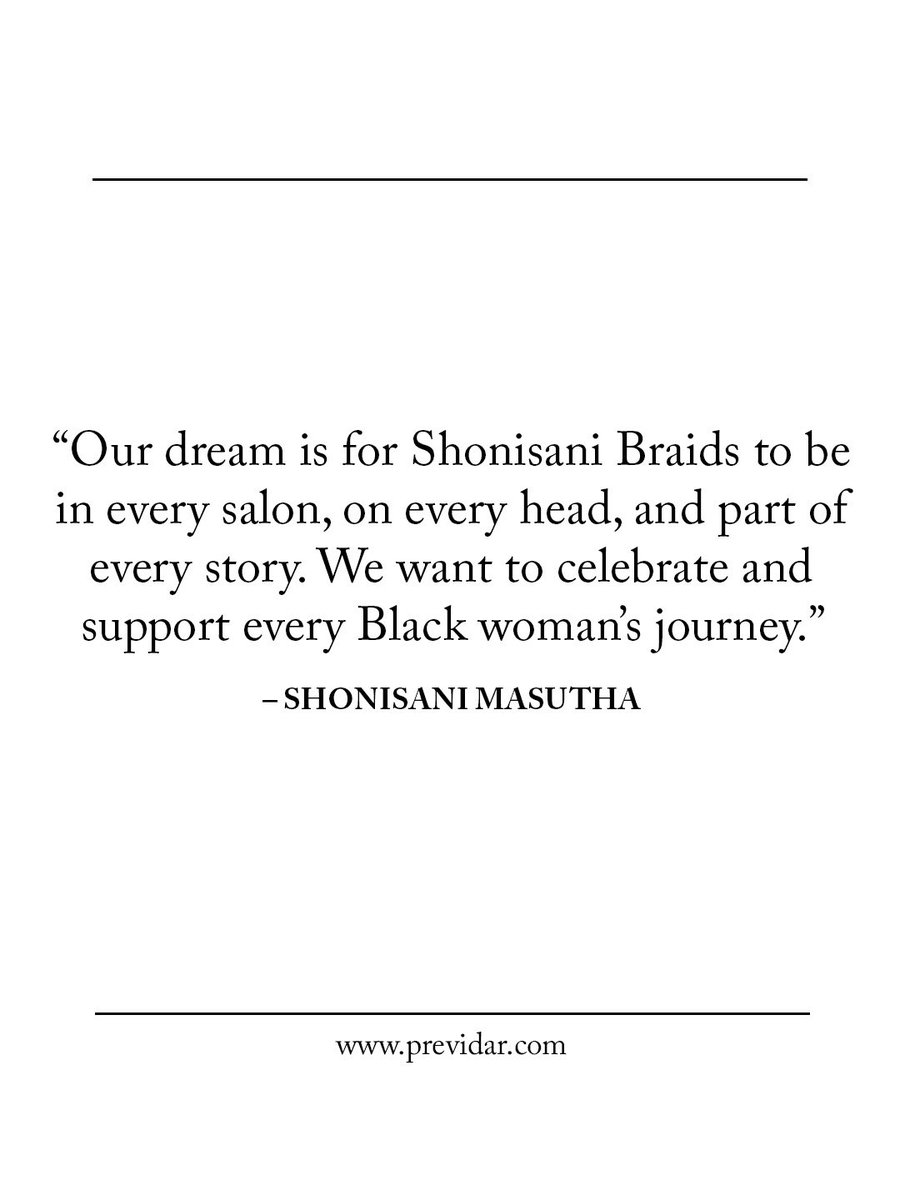 Previdar's tweet photo. From childhood memories of her mom braiding her and her sisters’ hair to founding one of SA’s most loved fibre hair brands, Shonisani Braids is a story of resilience, beauty pride, and sisterhood. ✨

Launched a week before the lockdown, the brand has blossomed against all odds, celebrating Black hair as more than a style, but an identity, a crown, and a community. 💫

For founder @Madame_Shonsan, the dream is bigger than just braids. It’s about seeing young girls reflected not only on the boxes, but in boardrooms too because representation is power. 👑

Tap the link below to read the feature. 

🔗 https://t.co/fqPrkkShkM