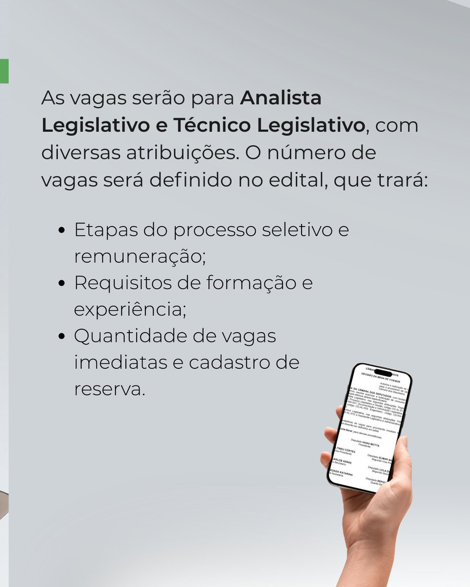 LabHackerCD's tweet image. 📢 Concurso público para a Câmara autorizado!
👉 Vagas para Analista e Técnico Legislativo em diversas áreas.
O edital trará nº de vagas, etapas e requisitos.
#Concurso #CâmaraDosDeputados #LABHacker