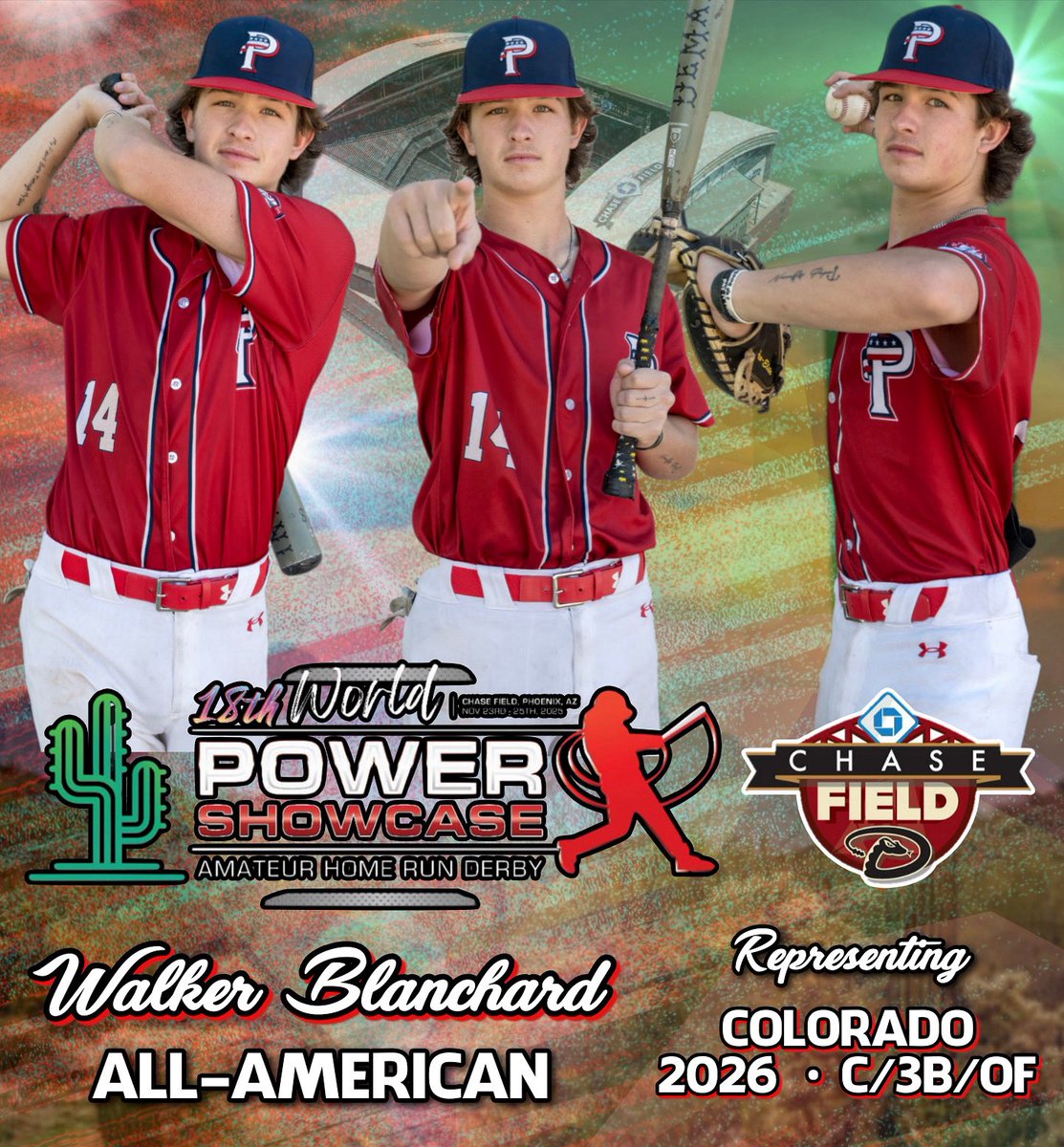 The 18th Annual World POWER SHOWCASE is pleased to announce that Student-Athlete &amp; National power-hitting prospect - Walker Blanchard - ‘26, C/3B/LF (Elizabeth H.S., Elizabeth, CO), will proudly represent Colorado in the renowned Home Run Derby and during the prestigious World