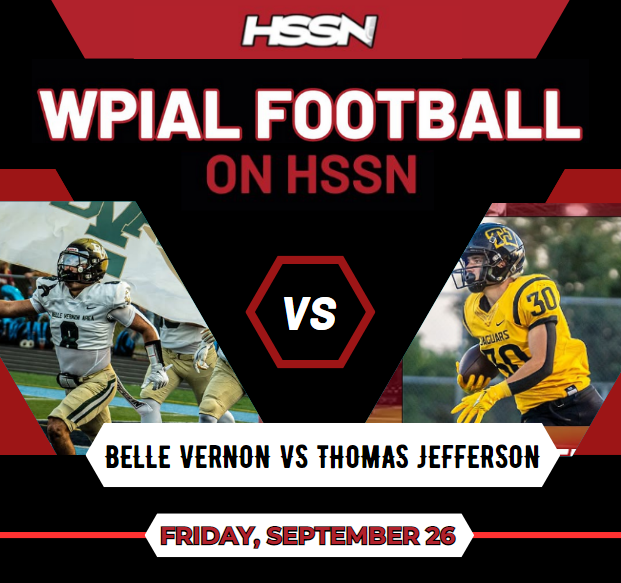 🚨 WPIAL FOOTBALL 🚨
Belle Vernon vs Thomas Jefferson
📺 bit.ly/4mnlu7c
📅 Friday,September 26
⏰  @ 7p.
📍 Belle Vernon Area High School

<a href="/TJHSJaguars/">TJHSJaguars</a> <a href="/BvasdAthletics/">BVASD Athletic Department</a> <a href="/BVALadyLeps/">Coach Lovett</a> <a href="/BVA_ATs/">BVA Athletic Training</a> <a href="/jeffogro/">Jeff Ogrodowski</a> <a href="/HumbertCoach/">Coach Humbert</a> <a href="/ReileyWiant/">Reiley Wiant</a> <a href="/wjhsd/">West Jefferson Hills SD</a> <a href="/TJHS_Activities/">Director Activities</a>