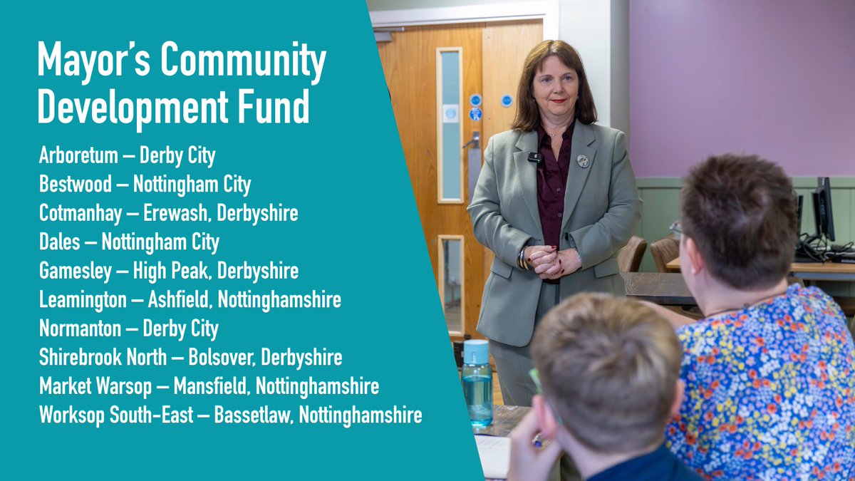 The <a href="/MayorEastMids/">Mayor of the East Midlands, Claire Ward</a> has launched the Mayor's Community Development Fund. The £3 million fund is designed to improve the lives of people in 10 priority areas across the region.

Learn more about the fund and how to access it: eastmidlands-cca.gov.uk/mayors-communi…