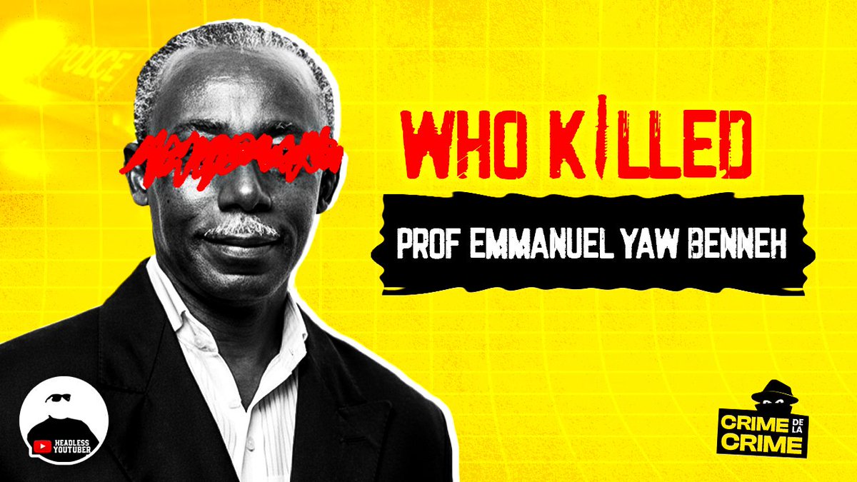 In 2020, a University of Ghana Professor was murdered in his home and it took 3 days before his body was discovered. 

Tomorrow, <a href="/tailorMARIQUE/">CHIEF</a> and I will delve deep into this case and what happened to the killers on #CrimeDeLaCrime 

Previous Episodes: youtube.com/playlist?list=…