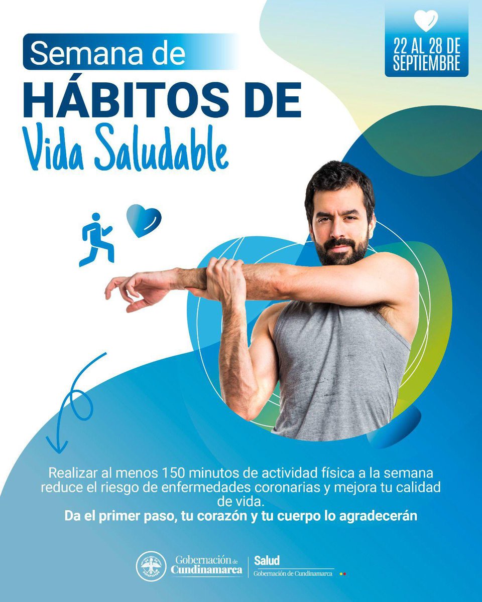 SecSaludCundi's tweet image. #HábitosDeVidaSaludable

Dedícate solo 20 minutos al día anímate 🏃, esto ayuda a aumentar tus niveles de energía y a reducir el estrés. 🙂‍↕️

#TuCorazónLoNecesita