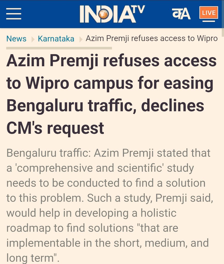 mainbhiengineer's tweet image. So selfish of Wipro to not let their private property use for public, they think that paying tax is enough.

Azim Premji should understand that Tax money should only be used to distribute freebies and win elections, not to build roads.