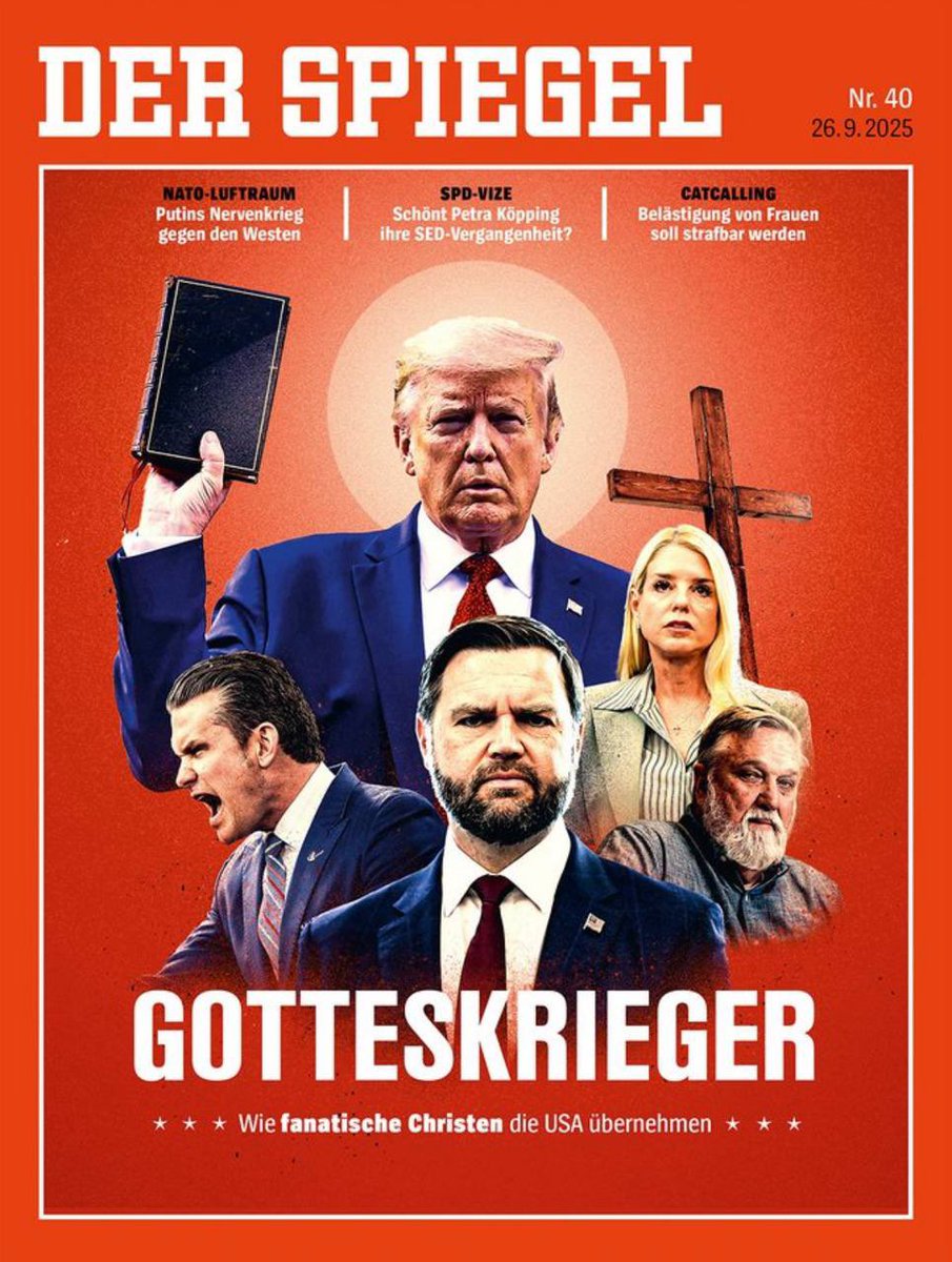 Wojownicy Boga

Fanatyczni chrześcijanie przejmują władzę w USA.

Zwraca na to uwagę Der Spigel.

Świetna okładka.

Uważajmy,bo u nas może być podobnie.