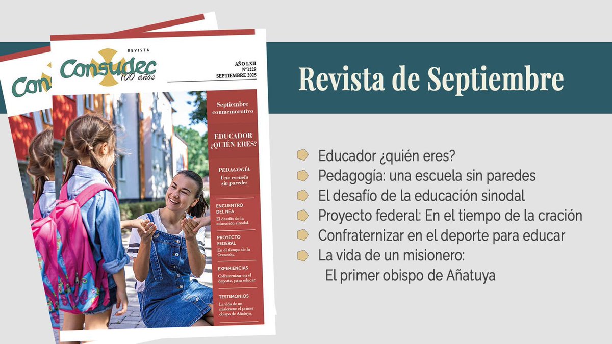 Llegó la revista de septiembre y en el mes de la educación reflexionamos juntos sobre los desafíos en clave sinodal, repensamos la pedagogía y compartimos experiencias a lo largo y a lo ancho del país. ¡No te la pierdas! Leela acá: consudec.org/wp/revistas/
