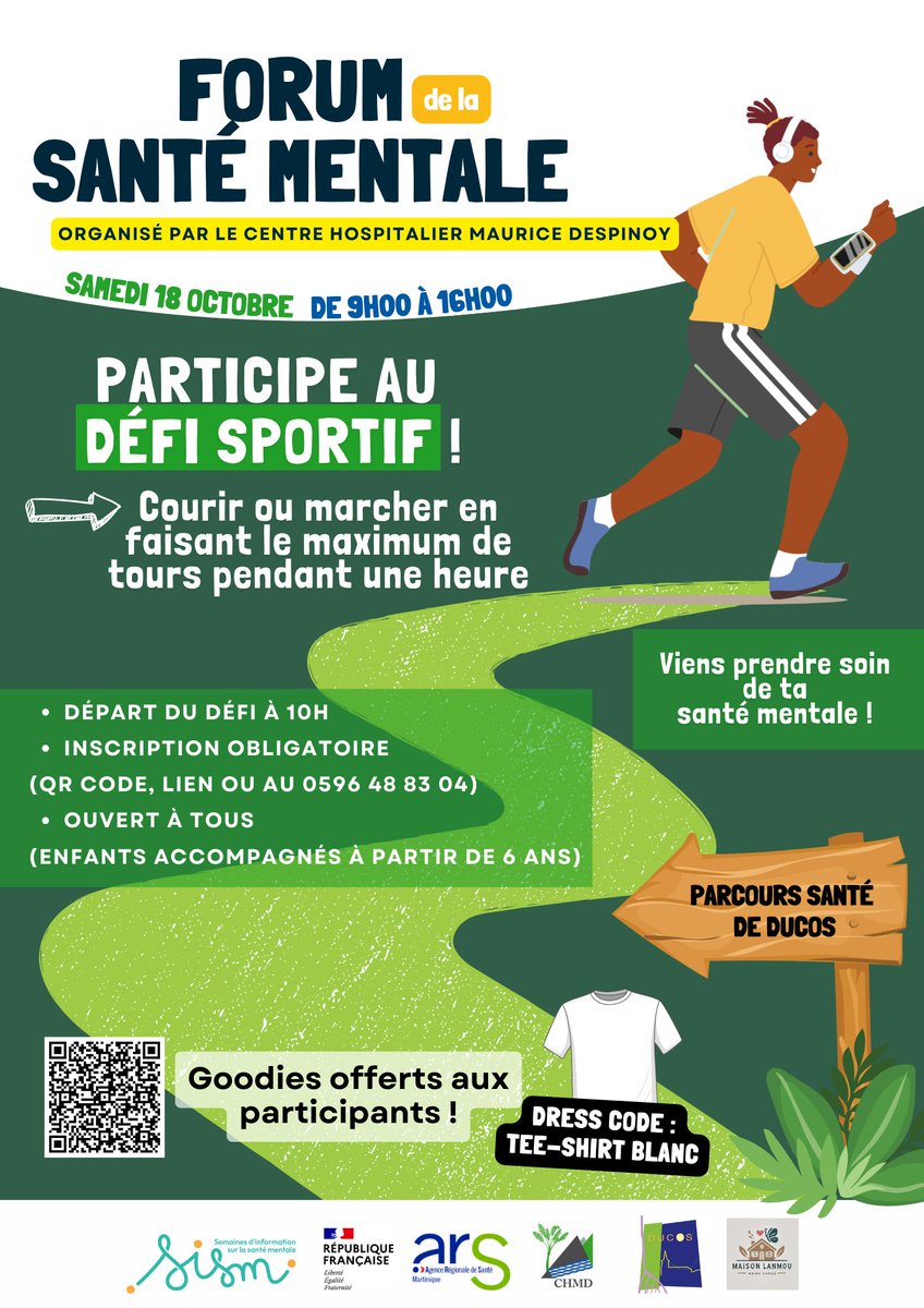 Participez au défi sportif et solidaire sans chrono ni classement du Forum de la santé mentale, mêlant course et marche, pour soutenir la prévention en faveur de la santé mentale.

⏩ forms.gle/C667bnfQ93dnUc… ⏪

Alors, qui durera le plus de temps ? #SISM