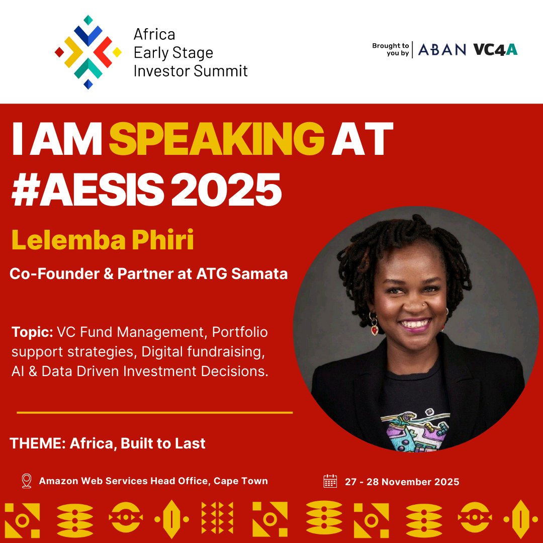 Speaker Announcement | AESIS 2025 - Dr. Lelemba Phiri.

A trailblazer in gender-lens investing &amp; fintech. 
Hear her insights on driving growth through profitable inclusion this Nov in Cape Town!

🔗 Register: africainvestorsummit.com
#AESIS2025 #InvestInAfrica #VentureCapital