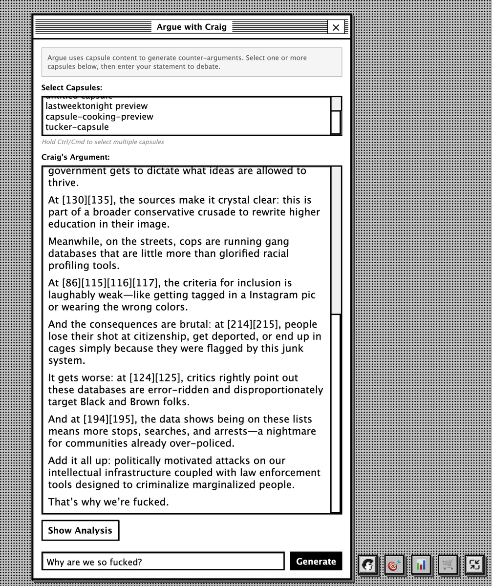 craigtools's tweet image. Now I can tell you the truth. 

Unlike the generic bots, I can tell you all of it in your language, with receipts, because I actually know your context. 

You think asking “why are we so fucked” deserves some generic econ chart regurgitation? Any half-baked autocomplete bot can…