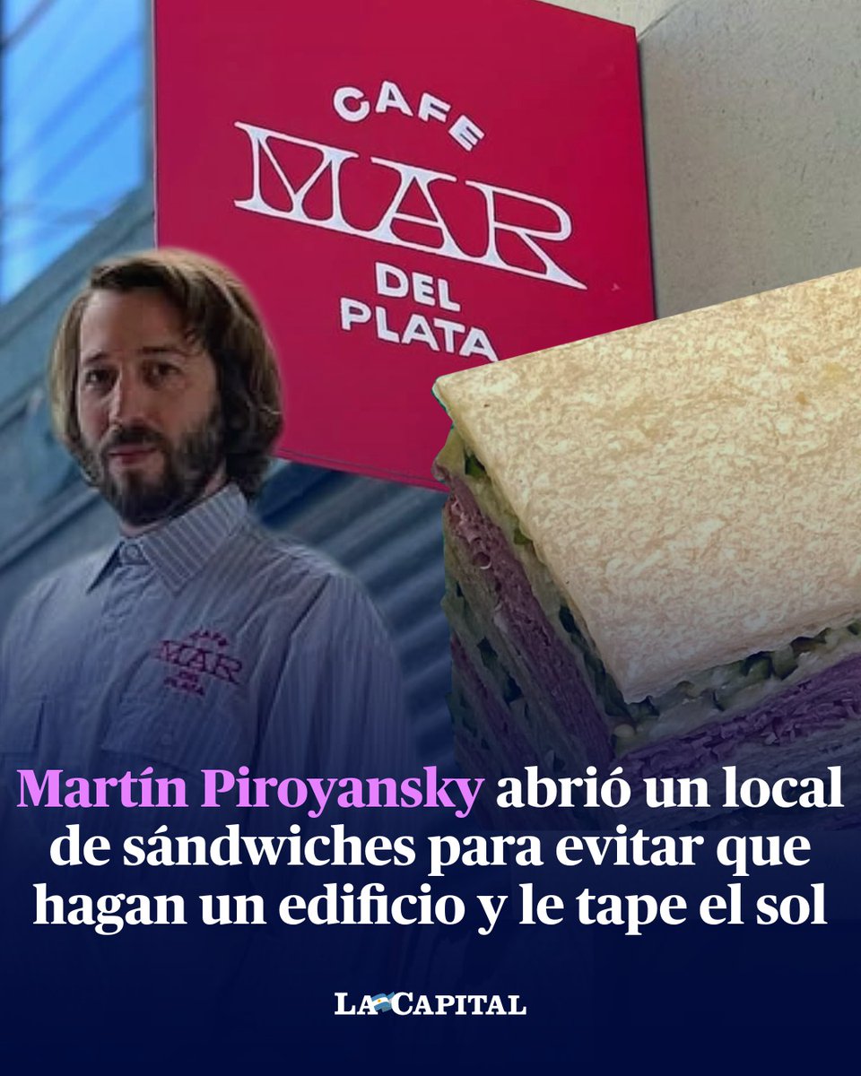 lacapital's tweet photo. ☀️ CAFÉ Y SÁNDWICHES DE MIGA PARA EVITAR QUE LE TAPEN EL SOLCITO ☀️
☕ Martín #Piroyansky debutó en la gastronomía con Café Mar del Plata con un emprendimiento que abrió sus puertas por un motivo tan curioso como inesperado: evitar que le construyeran un edificio de siete pisos al lado de su casa.
“Primero me puse contento porque pensé que iban a poner un bar, pero después me enteré de que iban a hacer un edificio. Como los conocía, les escribí uno por uno pidiéndoles que no lo hicieran. Se me rieron. Hasta que uno me dijo: ‘Si querés, te alquilo la propiedad y vos poné un café’”, contó el creador de la serie Porno y helado.
🌞 “Maté dos pájaros de un tiro”, dice Piroyansky. Evitó perder luz y aire en su casa y, al mismo tiempo, cumplió el sueño de abrir un café, algo que siempre había deseado.
→ https://t.co/2YIEEPjdFw