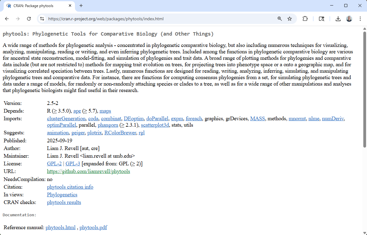 phytools_liam's tweet image. The #phytools R package has a new version on CRAN (cran.r-project.org/package=phytoo…) with various new models &amp;amp; updates, including.... 1/9