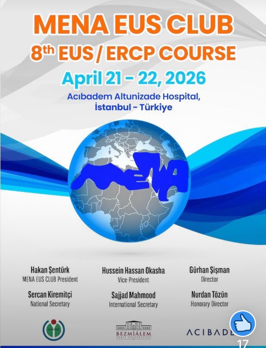 smkahlon's tweet photo. Breaking News!
#InternationalCollaboration
MENA EUS Club + MAES team + APASL = guaranteed #Quality! 🎉
April 21–22, 2026
📍 Istanbul 🌍
Save the date!!! 
🔥 Highlights: #LiveCases #Talks #Debates #Innovation
Don’t miss the 8th MENA EUS Club &amp; APASL 2026 Endohepatology! https://t.co/3vlxBAc0XQ