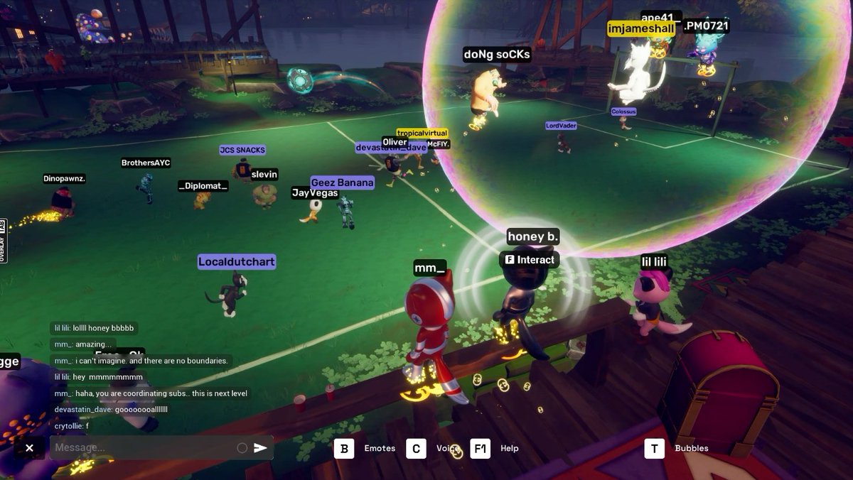 mmwalk's tweet photo. Epic. @yugalabs is killing it once again.

Props to the @OtherGamesXYZ team for already coordinating pick up games, subs, and a full on game announcer by @honeybd 

Foxy is the alpha goalie and super speedy... Foxy on top https://t.co/rCXPRZ3a4F