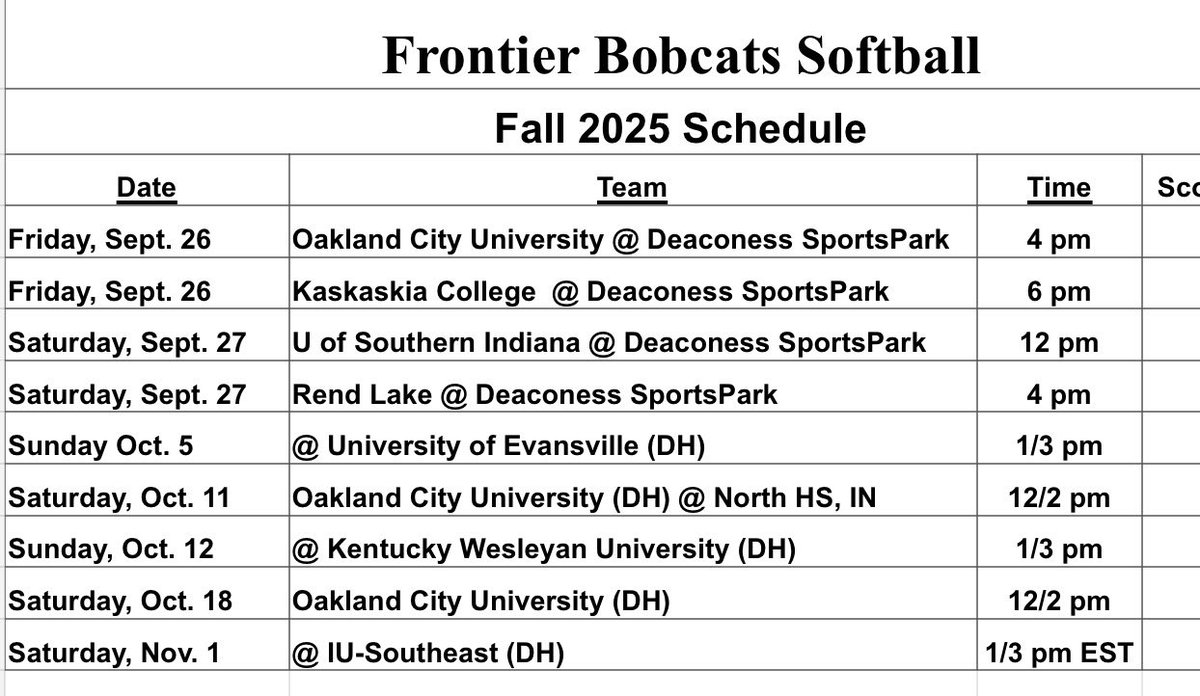 fccbobcatsb's tweet photo. Fall 2025 Schedule https://t.co/6vjK7vag3w