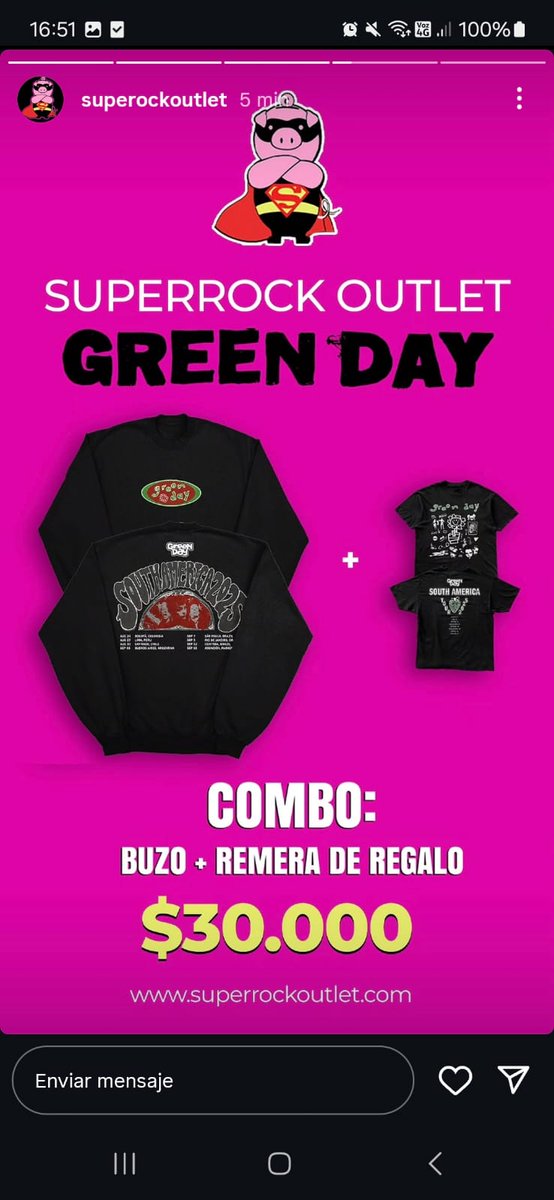 Se viene el súper rock outlet con merch OFICIAL del show de Green Day en Huracán

Con MUY BUENOS precios