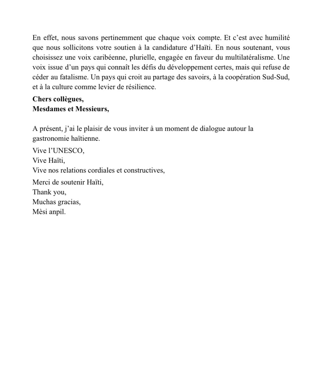 Ce mercredi 24 septembre 2025., à l’UNESCO, la Délégation d’Haïti a réuni des Ambassadeurs et Collègues du GRULAC, d’Asie et d’Afrique anglophone autour d’un cocktail déjeunatoire, signe de solidarité, d’amitié et de convivialité. L’Ambassadrice Desquiron a sollicité le soutien