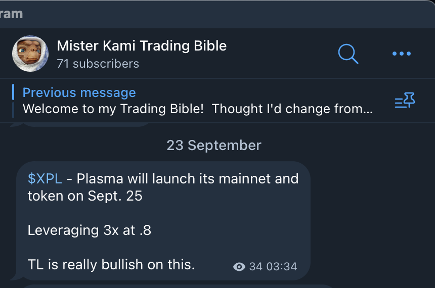 MisterKamii's tweet photo. Told everyone on my channel on TG about $XPL, a very solid project so we went in with a max long on HL before TGE and DCA'd in. 

Gonna hold this one for a while, see massive potential in it. 

If you don't want to miss the next one follow https://t.co/aaHFiOS8pY https://t.co/IeeQ454QVi