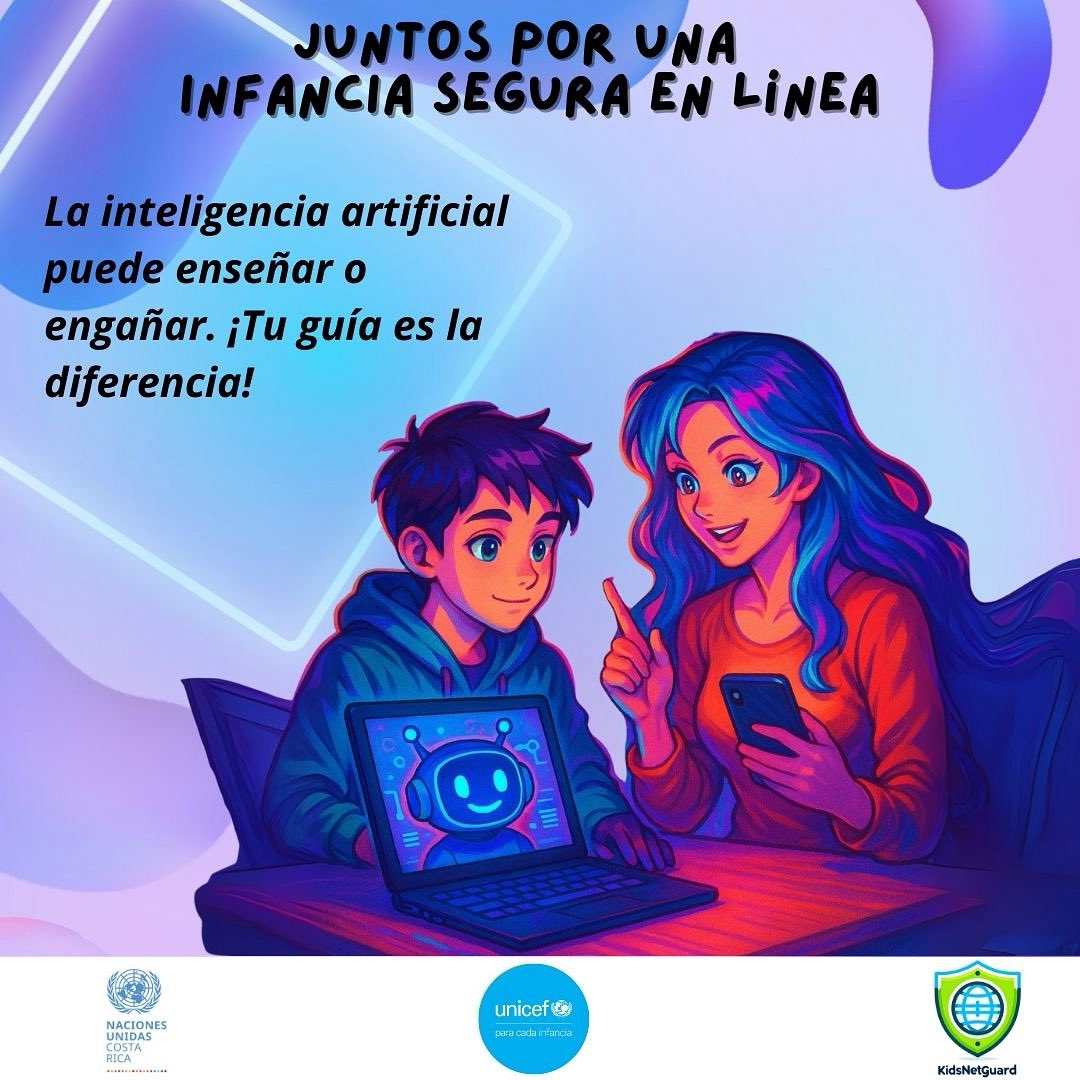 ¿IA amiga o enemiga? Desde tareas hasta “amigos virtuales”, la IA influye en nuestras hijas e hijos. 

Escucha, aprende y exige protección. Juntos por una infancia segura en línea.

<a href="/UNCOSTARICA/">Naciones Unidas Costa Rica</a> | <a href="/UNICEFCostaRica/">UNICEF Costa Rica</a> | <a href="/kidsnetguard/">Kidsnetguard</a> 

#IAResponsable #NiñezSegura #ProtecciónDigital