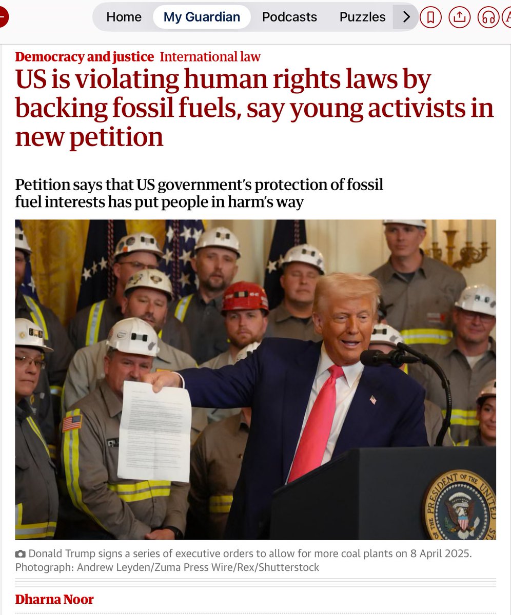 JillBelch's tweet image. Good.
But in Trump’s America will it get anywhere🤞🏻
By funding #FossilFuel-based energy system US is violating international law, a group of young people have argued to the Inter-American Commission on Human Rights (IACHR). They say govt’s actions have violated their human rights