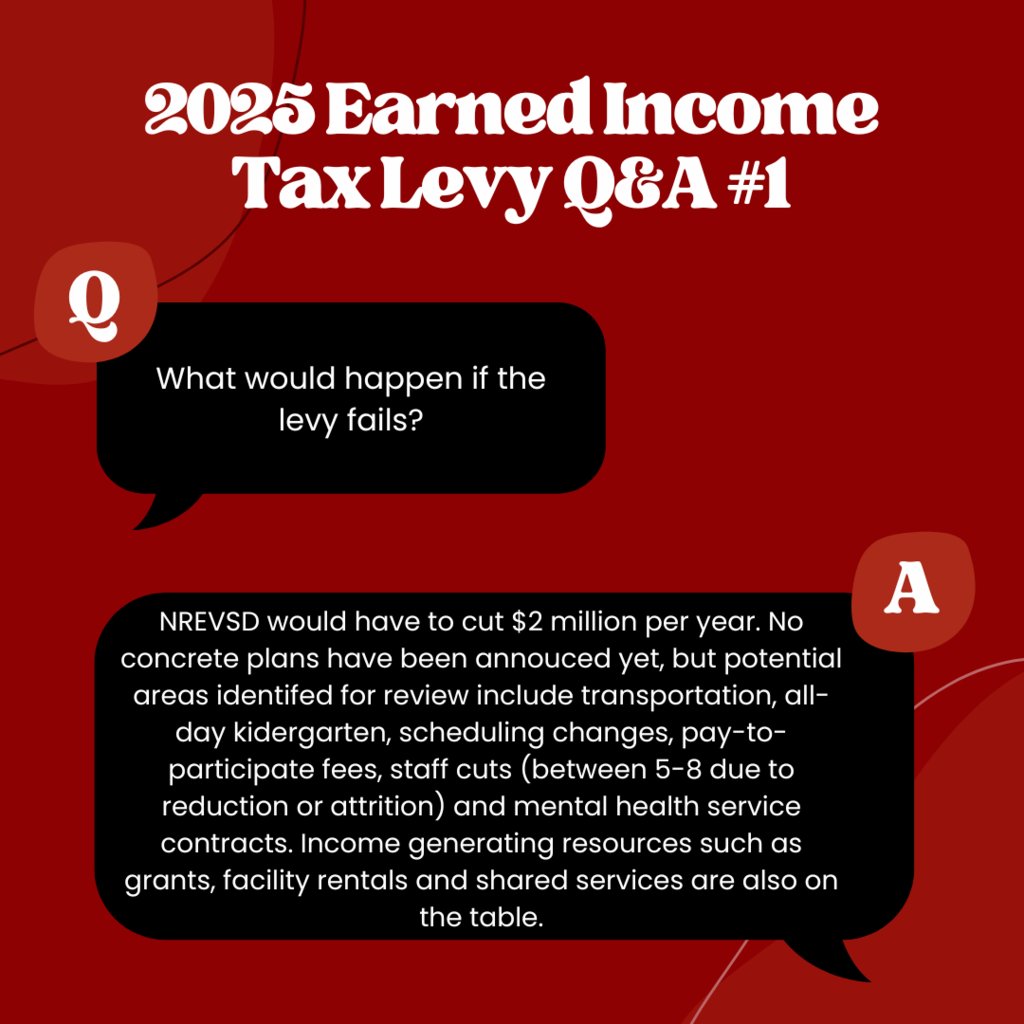 It's our first community Q&amp;A question! For more info on the upcoming earned income tax levy, please visit our website:  nrschools.org/page/levy-2025

Submit your own question here: forms.gle/T63GuZW48xNH85…

#WeAreNR #NRPride