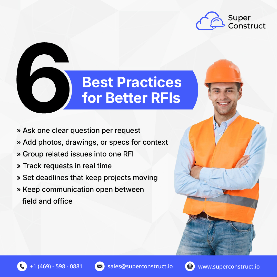 isuperconstruct's tweet image. Cut the back-and-forth. Keep your projects on track. With SuperConstruct, RFIs are clear, tracked in real time, and approved faster—so your team spends less time chasing answers and more time building.
+1 (469) 598-0881 superconstruct.io
#ConstructionTech #ProjectManagement
