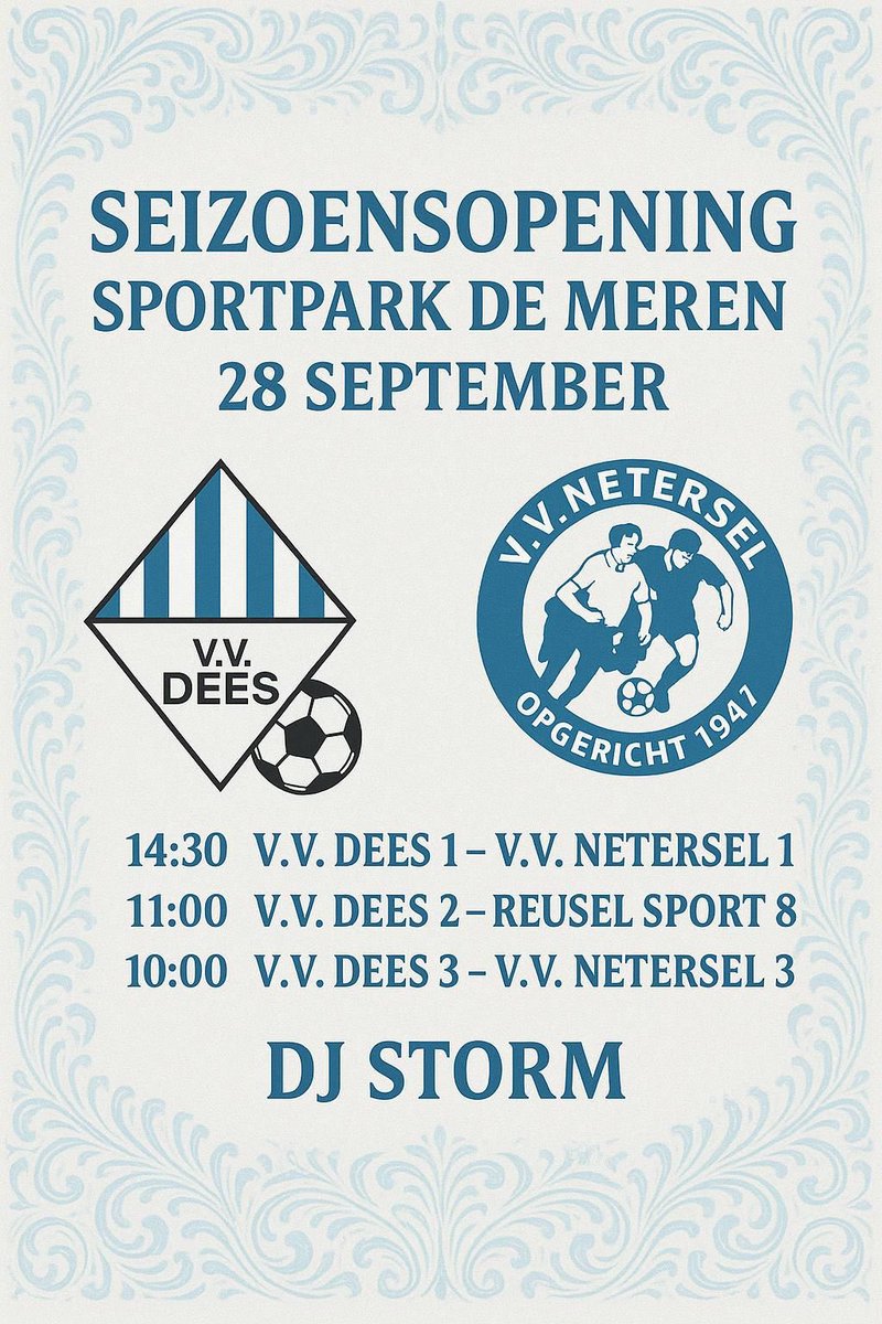 De eerste thuiswedstrijd van het seizoen 25/26 en we gaan direct knallen! 🔵⚪️ #demeren #vortnietrug #neterselthuis