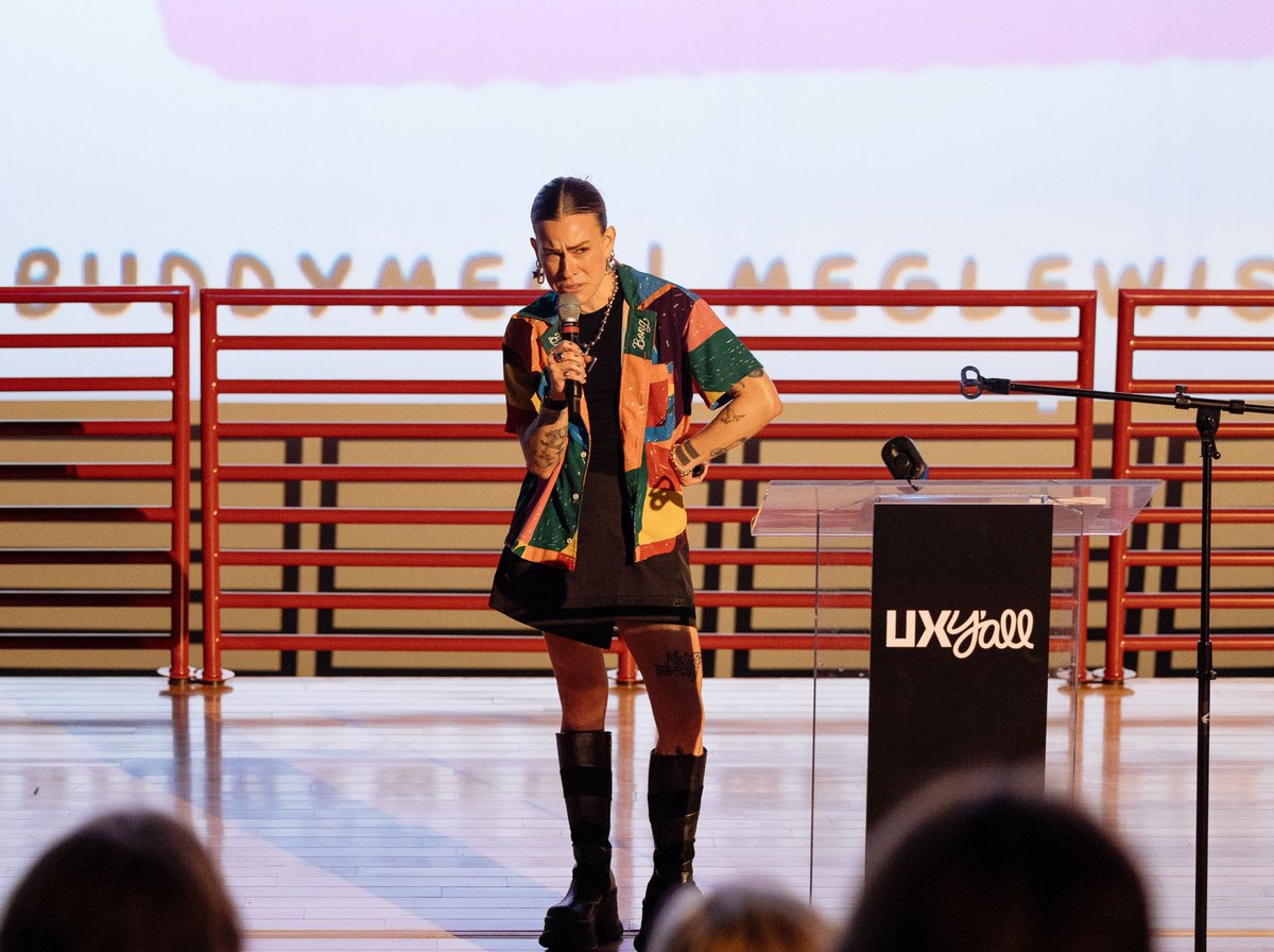 UX Y’all Conference (@uxyall) on Twitter photo “When everything about us is wrong and ‘normal’ is so flat and beige, our window for self-expression becomes so narrow.”
Feeling stuck in adulthood? Meg Lewis invites us to un-grow up, reject normalcy, and rediscover how play unlocks creativity.
#UXYall2025
📸 <a href="/tommycoyote_/">TOMMY COYOTE</a> “When everything about us is wrong and ‘normal’ is so flat and beige, our window for self-expression becomes so narrow.”
Feeling stuck in adulthood? Meg Lewis invites us to un-grow up, reject normalcy, and rediscover how play unlocks creativity.
#UXYall2025
📸 <a href="/tommycoyote_/">TOMMY COYOTE</a>