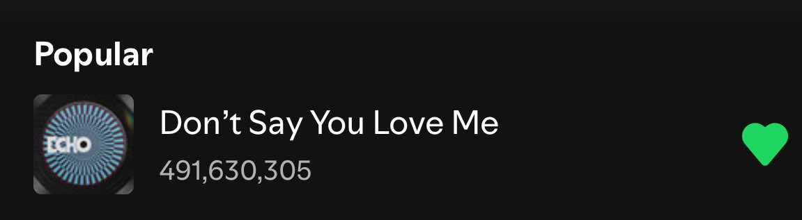 "Don't Say You Love Me" is less than 10M streams away from reaching 500 Million on Spotify. 

— It will become the Fastest 2025 Song by a K-Act to do so !!