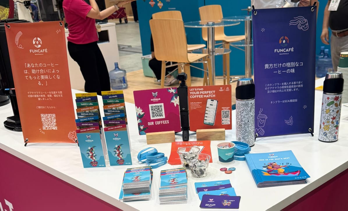 #Funcafé presente en la feria de cafés especiales de Japón – SCAJ 2025 📷📷
Nos complace compartir en el stand de <a href="/Guatemalacoffee/">Guatemalan Coffees</a>  nuestros programas y proyectos,que impulsan el bienestar y desarrollo de las familias caficultoras de Guatemala.