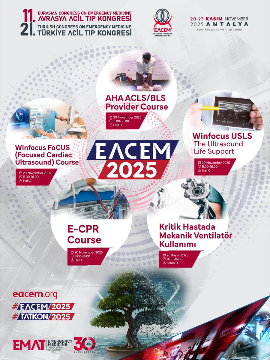 📢 EACEM 2025 Kurs Kayıtları Açıldı!

🌍 Yılın en büyük bilimsel şöleni öncesinde uluslararası sertifikalı ve yoğun ilgi gören kurslarımızda yerinizi ayırmayı unutmayın!

📍 20 Kasım 2025 – Kaya Palazzo Convention Center, Antalya

🔹 AHA ACLS/BLS Provider Course
🔹 Winfocus FoCUS