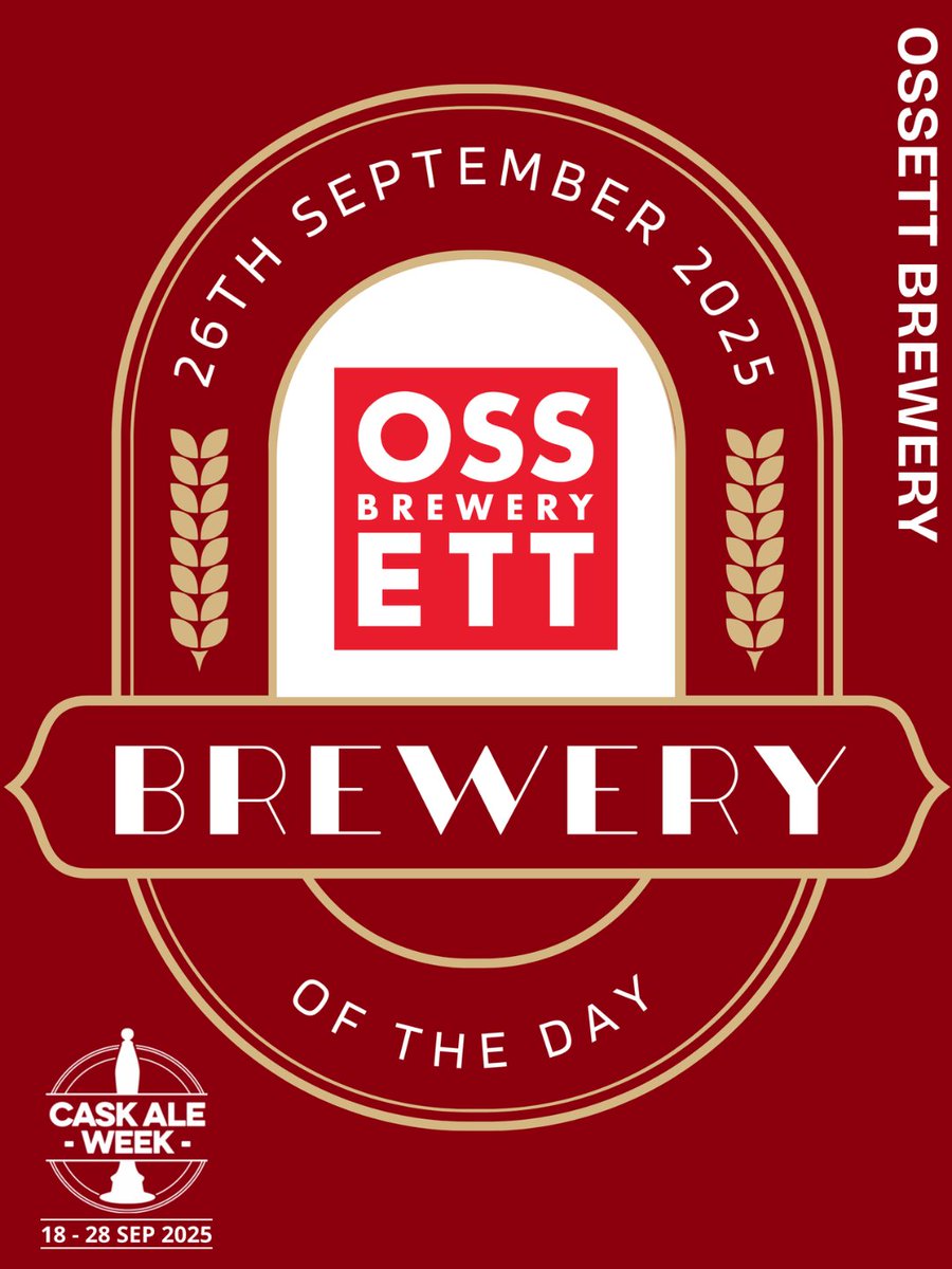 caskmarque's tweet image. 🍻 Cask Ale Week Brewery of the Day – Ossett Brewery 🍻

Our ninth Brewery of the Day for @caskaleweek is @ossettbrewery.

Fantastic work to the Ossett Brewery team!

#CaskAleWeek