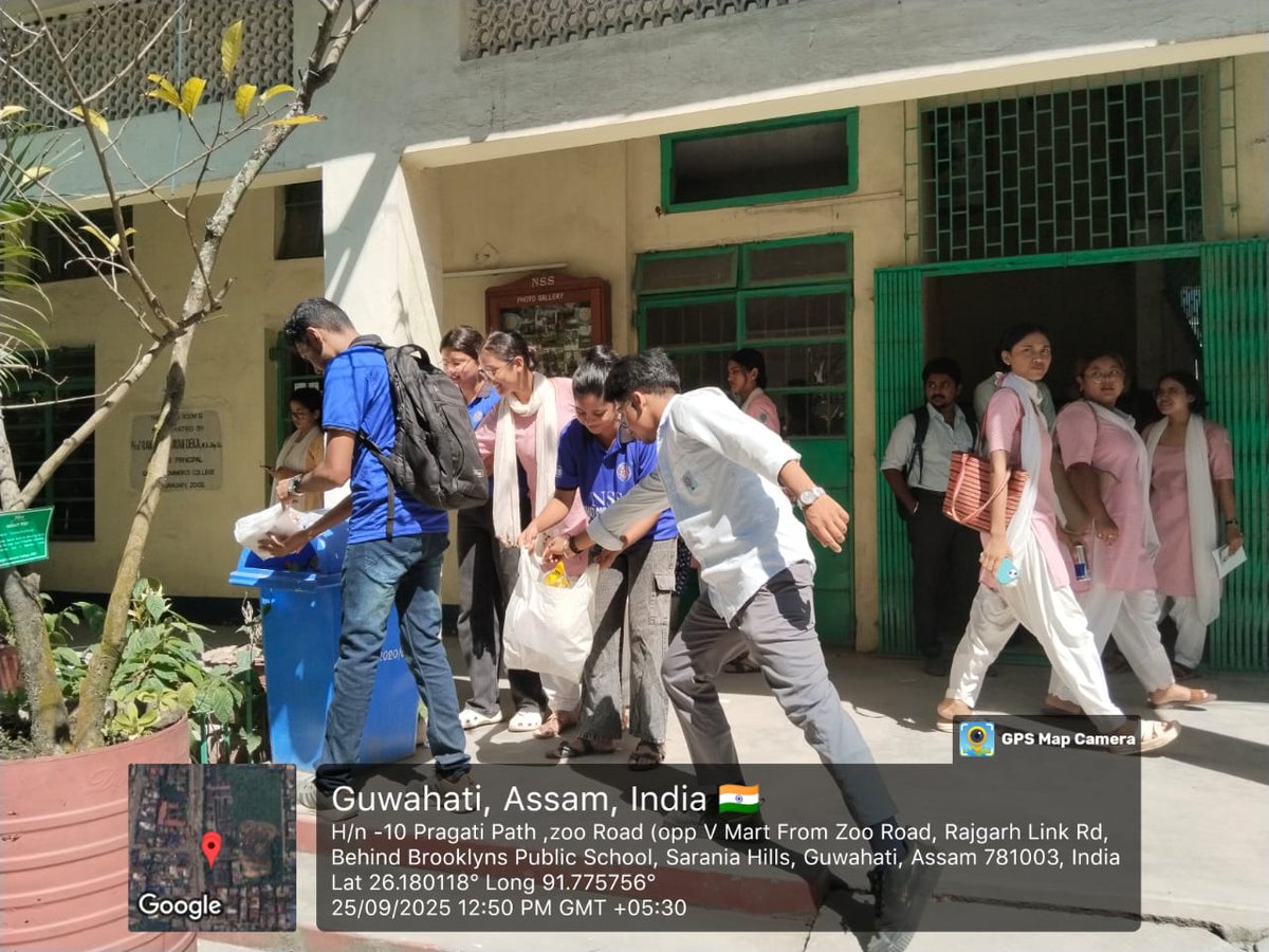 NSS_GCC's tweet photo. The NSS volunteers took a preliminary drive under Swachhata Hi Seva 2025 today.  Together, we engaged in a campus cleaning initiative, promoting cleanliness and responsibility while keeping our surroundings fresh and healthy! @_NSSIndia @nss_rdguwahati https://t.co/3NcfIx3DEJ