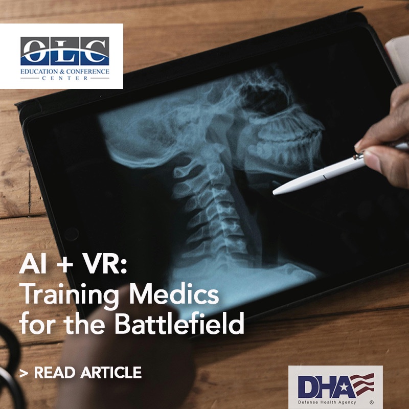 Battlefield medicine leaves no room for hesitation. The Defense Health Agency is using AI + VR simulation to train medics until responses are instinct. What could this mean for civilian clinicians or any high-stakes team? Learn more: dha.mil/News/2025/08/1… #OLCEvents