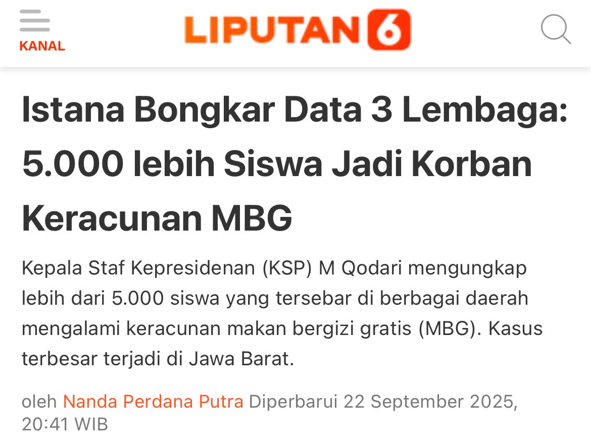 Para buzzer bandit siluman fufufafa menuding PDIP dan Tempo jadi biang kerok terkait ramainya kritikan soal MBG.

Ternyata PDIP dan Tempo sakti juga ya bisa mengendalikan semua media dan suara rakyat yang peduli/kritis sama MBG.

Rakyat mengkritik mintak evaluasi dan perbaikan