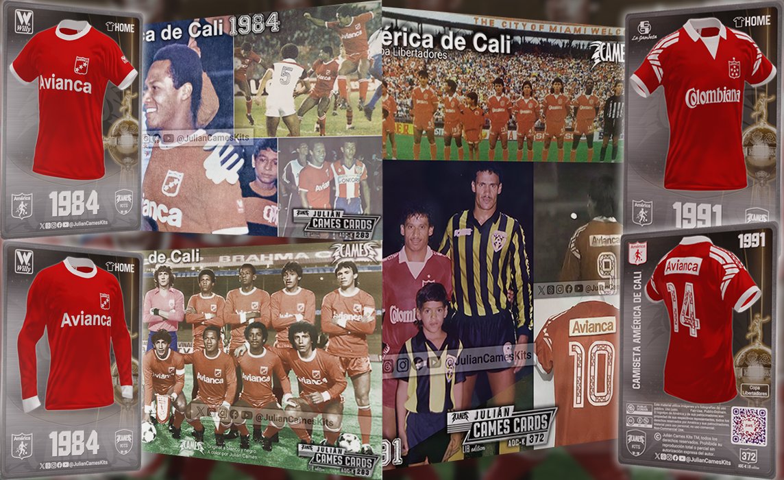 JulianCamesKits's tweet photo. Patrocinios poco comunes, @avianca en la camiseta de la Mecha @AmericaDeCali para la participación en las ediciones 1984 y 1991 de la Copa @Libertadores 
#WillySport #LaGambeta

ℹ️ Instagram: https://t.co/WC7NoqRdN3

#vamosMecha 
#JulianCamesCards #TradingCards #CamesCards https://t.co/On0rBJbUyF