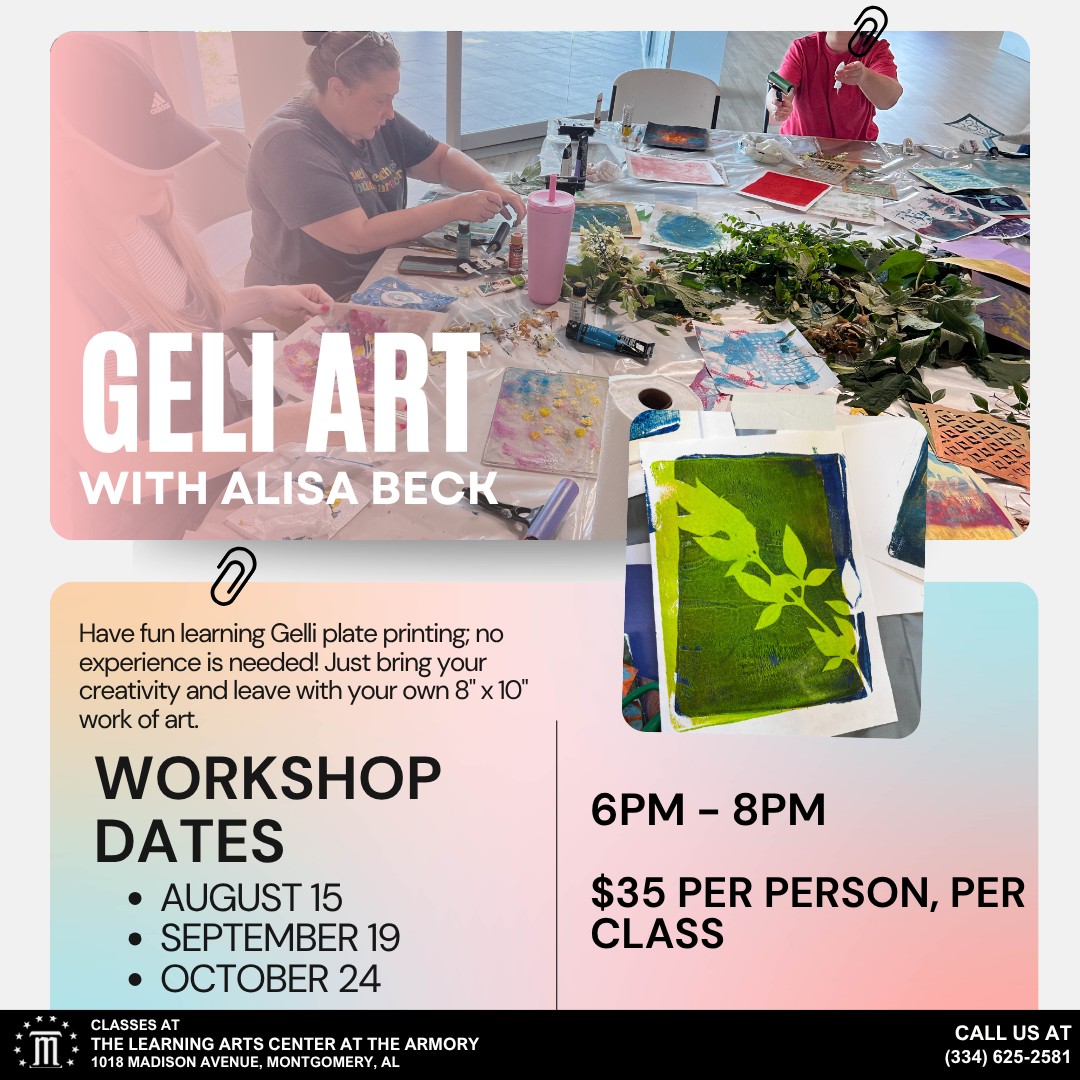 montgcitypandr's tweet image. This upcoming class with Alisa Beck at The Learning Arts Center at The Armory is going to be so interesting and new. Don&apos;t you want to go see what the hype is about?

Please call 334-625-2581 for more information!

#funinmgm #ourmgm #LearningArtsCenter