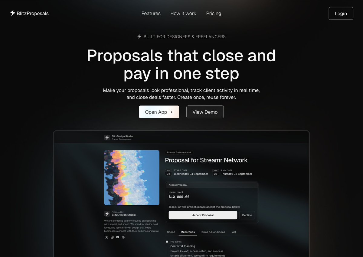 hero design for a proposal app I’m working on ⚡️