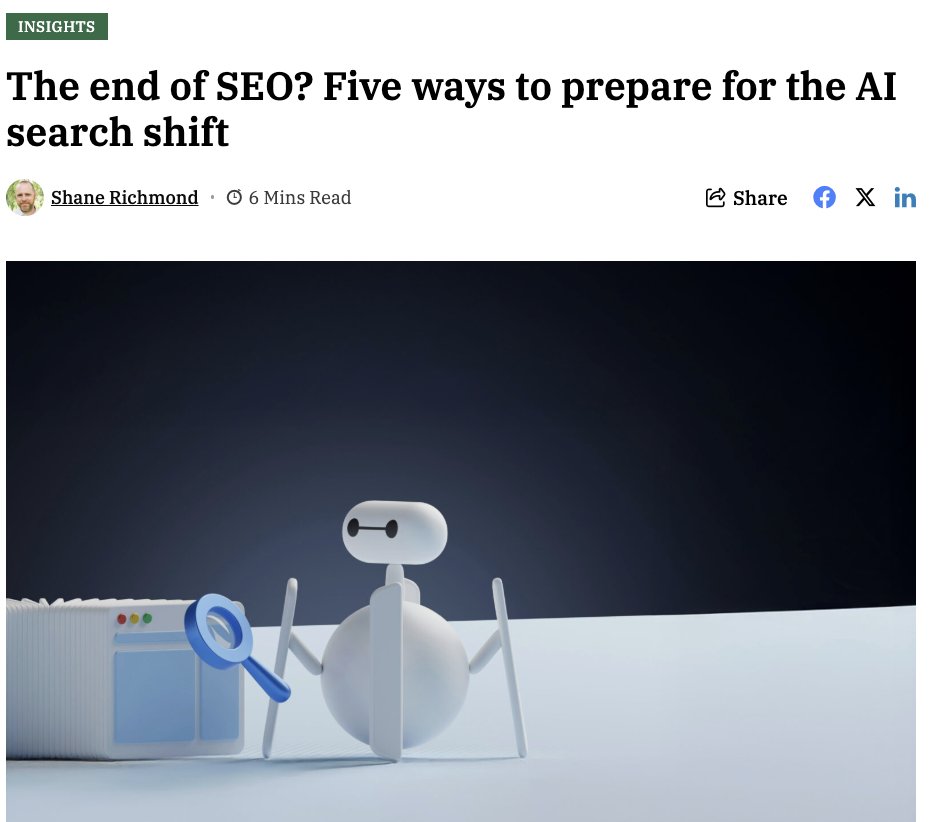 AI's changes to internet search really are mandating that companies alter their strategy about visibility and brand-building online. How should you address this shift? Read our new splash for a start! firstword.co.uk/the-end-of-seo…