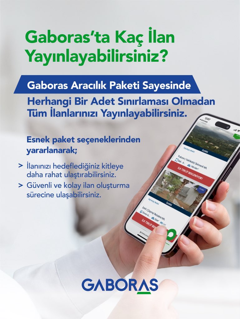 📲İlanınızı daha geniş bir kitleye duyurun! GABORAS ile kolay ilan oluşturun ve işinizi büyütün. 

GABORAS’ın sunduğu tüm fırsatlardan yararlanmak için hemen üye olun! 

Ücretsiz üye olmak için;
🔗gaboras.com.tr

#Gaboras #gayrimenkulplatformu #dijitalemlak