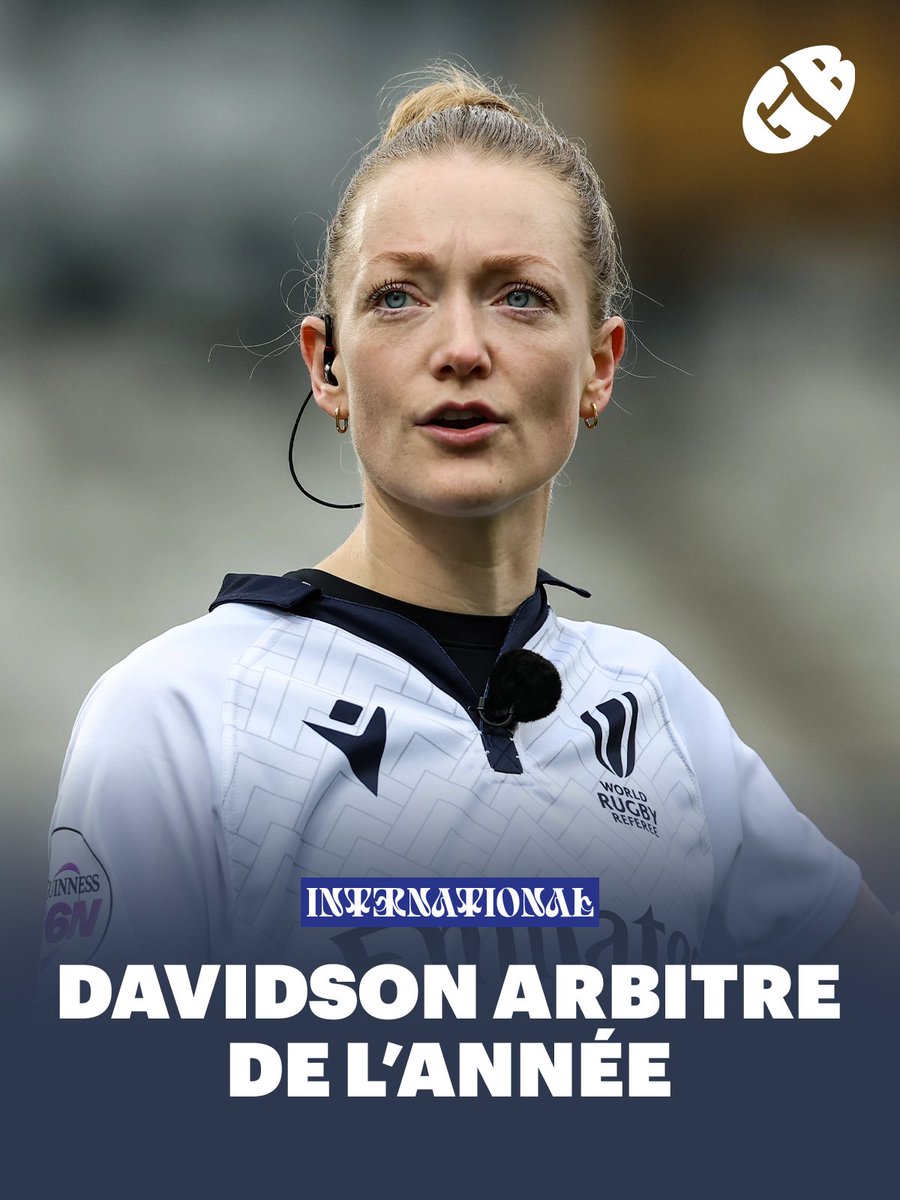 GauthierBaudin's tweet photo. 🚨🚨 Hollie Davidson a été désignée arbitre de l'année World Rugby.

Il s'agit de la troisième femme à recevoir la récompense ainsi que la deuxième personne d'origine écossaise.

"Ce prix est une reconnaissance juste de la carrière exceptionnelle de Hollie et de sa capacité à arbitrer au plus haut niveau. Encore et encore, elle a fait preuve de sang-froid, d’autorité et d’excellence au centre du jeu, que ce soit en test féminins ou masculins. Son parcours et son succès vont sans doute inspirer beaucoup d’autres à prendre le sifflet, et nous sommes impatients de voir l’impact durable qu’elle aura sur l’arbitrage" a déclaré Su Carty, la présidente du comité de sélection des arbitres pour World Rugby.