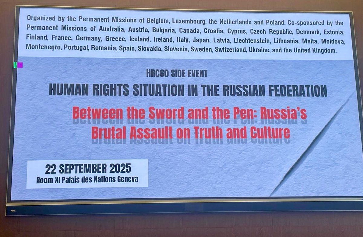In Geneva, Russian civil society underlined decline in Russia's human rights record as depicted by 🇺🇳Special Rapporteur's report. 🇬🇧 calls for the release of all political prisoners &amp; condemns the Russian state’s appalling record on gender-based violence. bit.ly/4pG8XhT